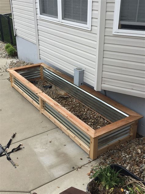 corrugated metal and wood planter box|raised garden boxes corrugated metal.